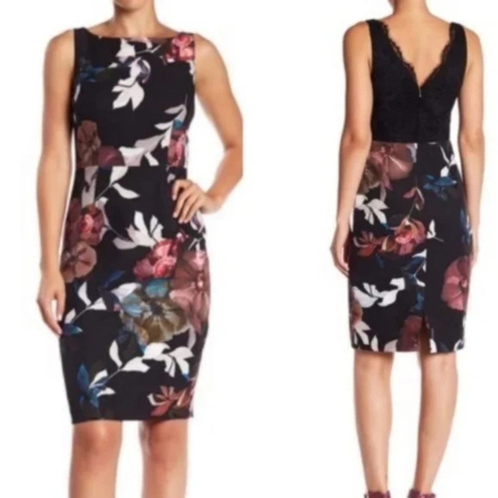 Trina Turk Women's Romantic Beverly Faye Floral Lace‎ Back Sleeveless Dress sz 2